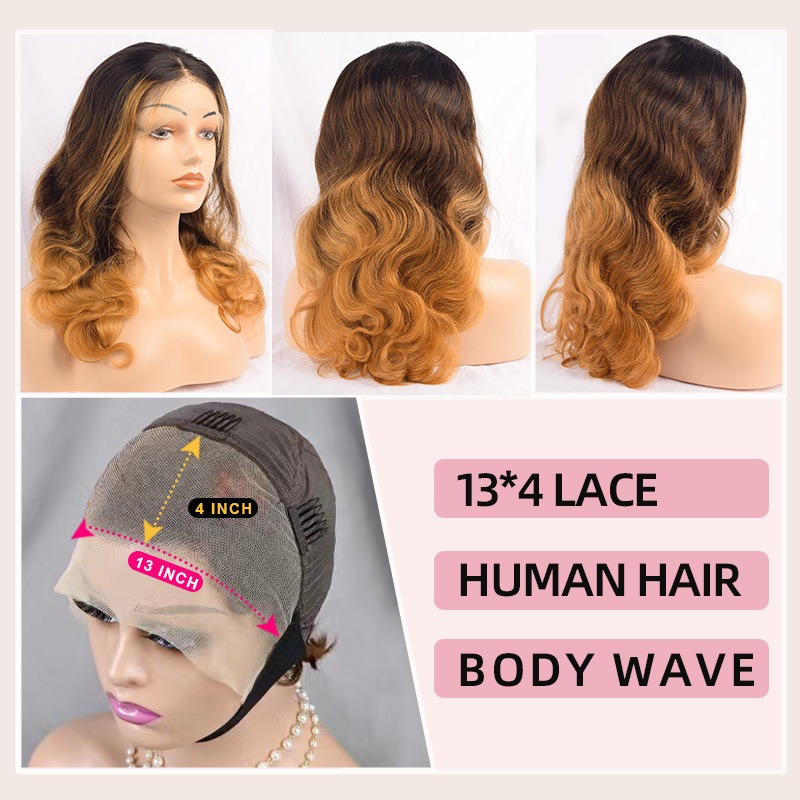 Natural waves adorn this front lace human hair wig, size 134, for a stunning look